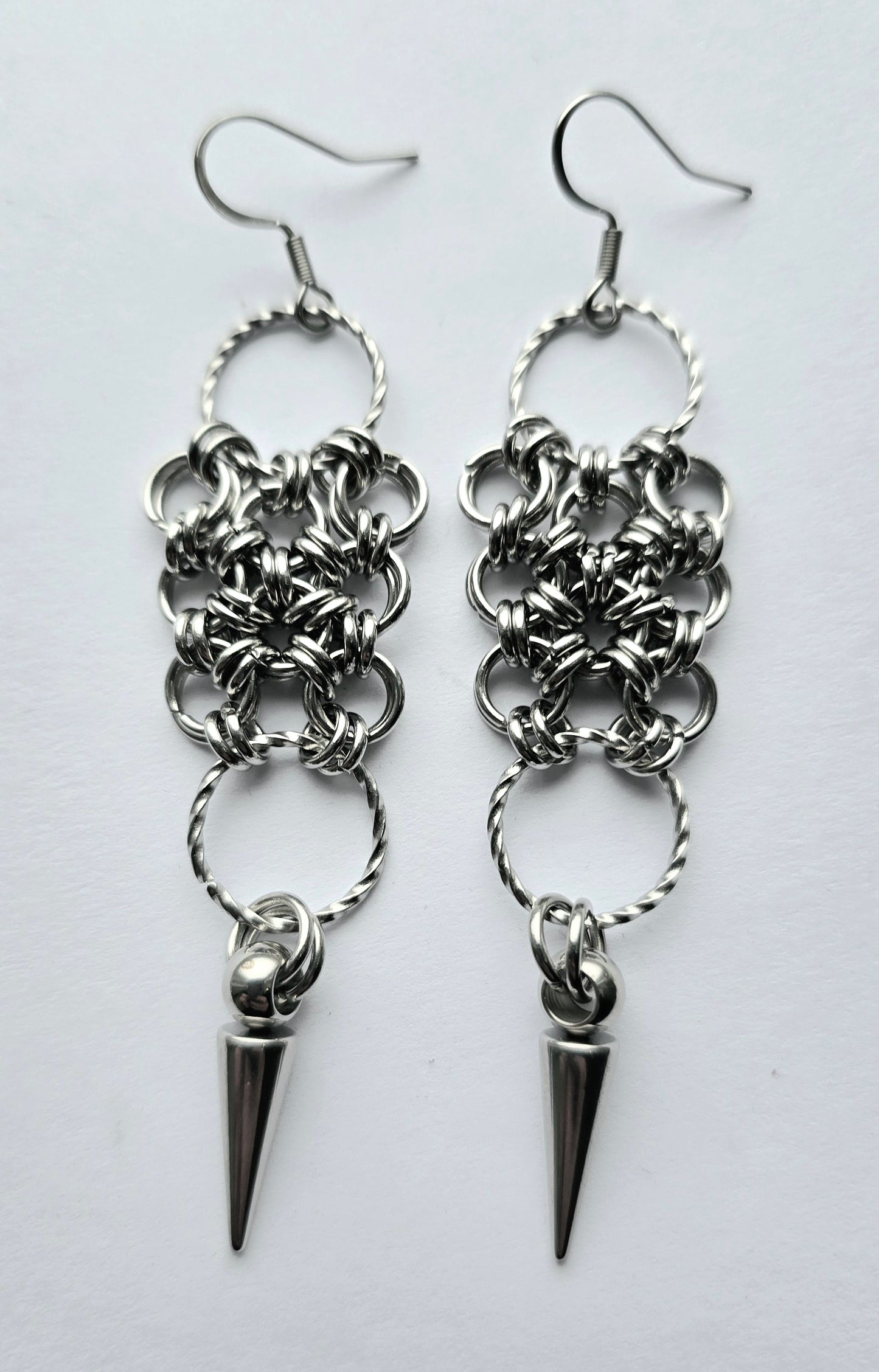 Stainless steel chain maille earrings
