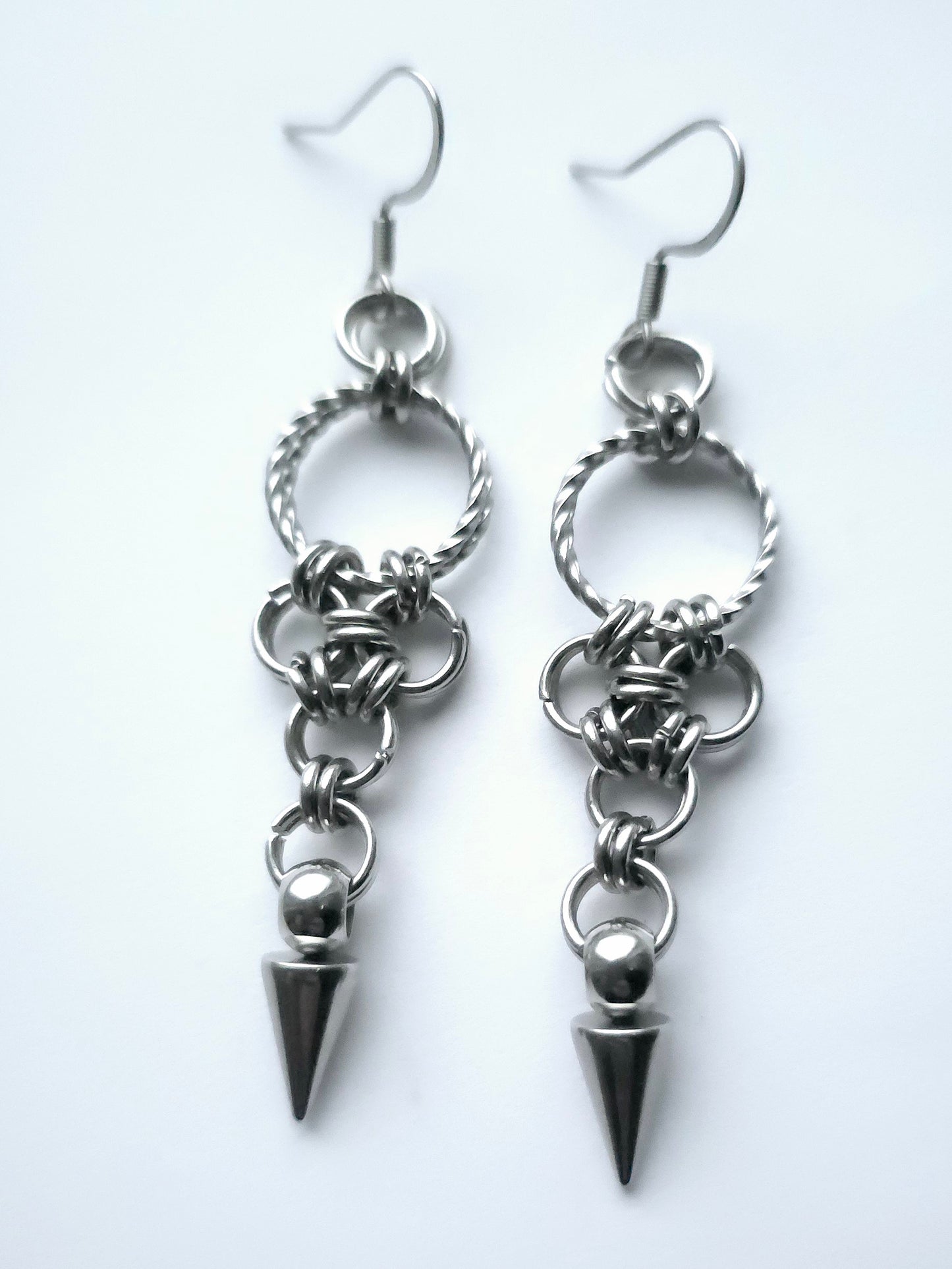 Stainless steel chain maille earrings