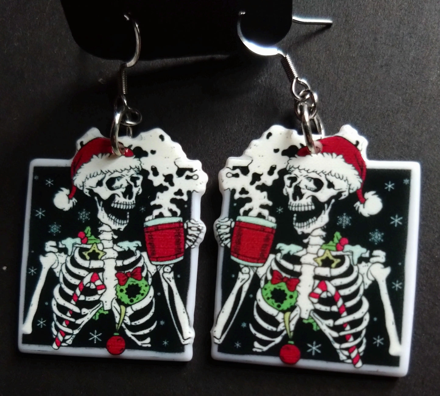 Skeleton acrylic Christmas earrings