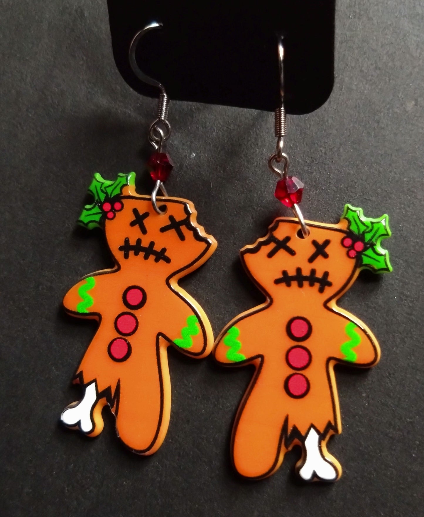 Gingerdead men acrylic Christmas earrings