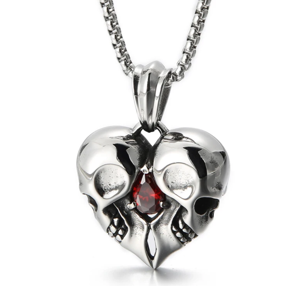 Skull heart necklace