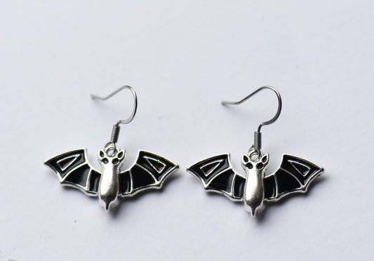 Bat earrings on stainless steel ear wires