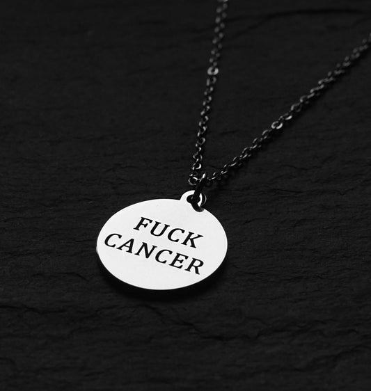 Fuck cancer stainless steel necklace with 18 inch chain