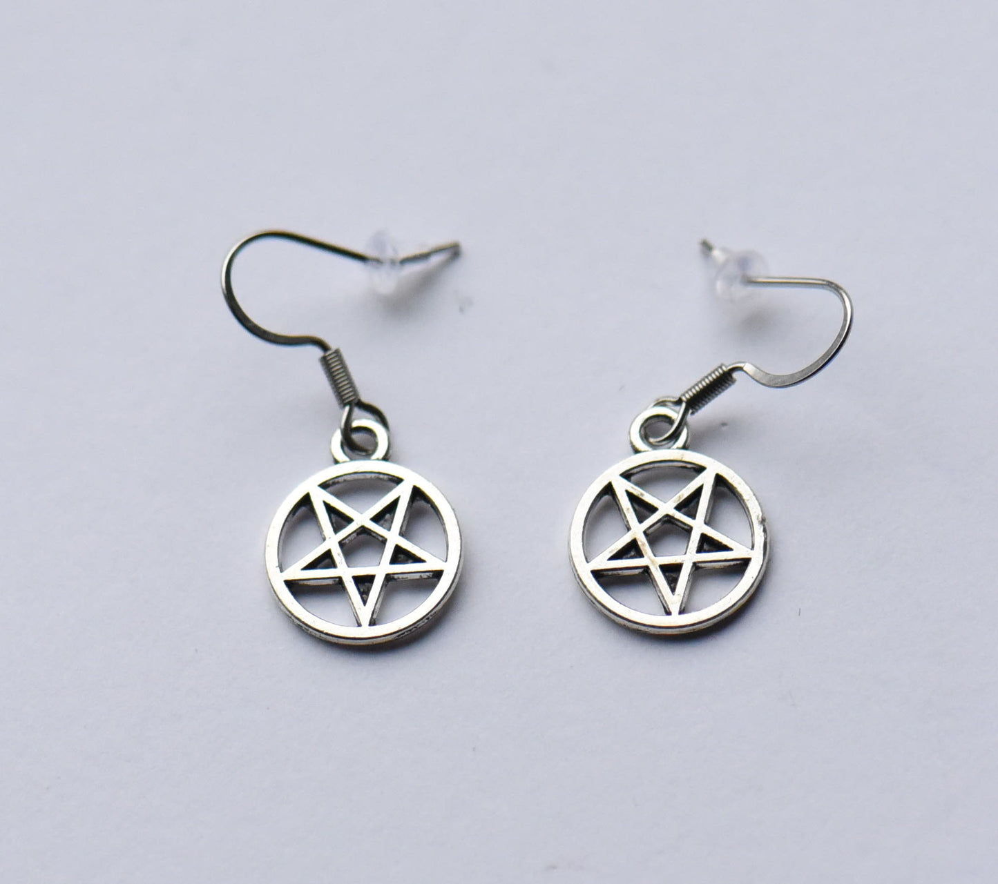 Pentagram earrings on stainless steel ear wires