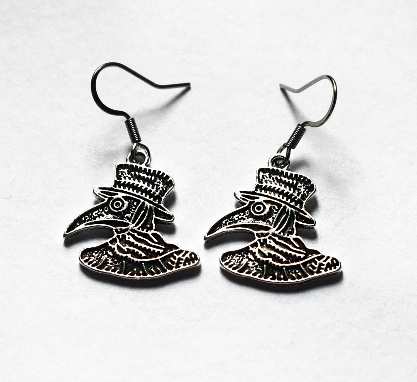 Gothic Plague doctor earrings with stainless steel ear wires