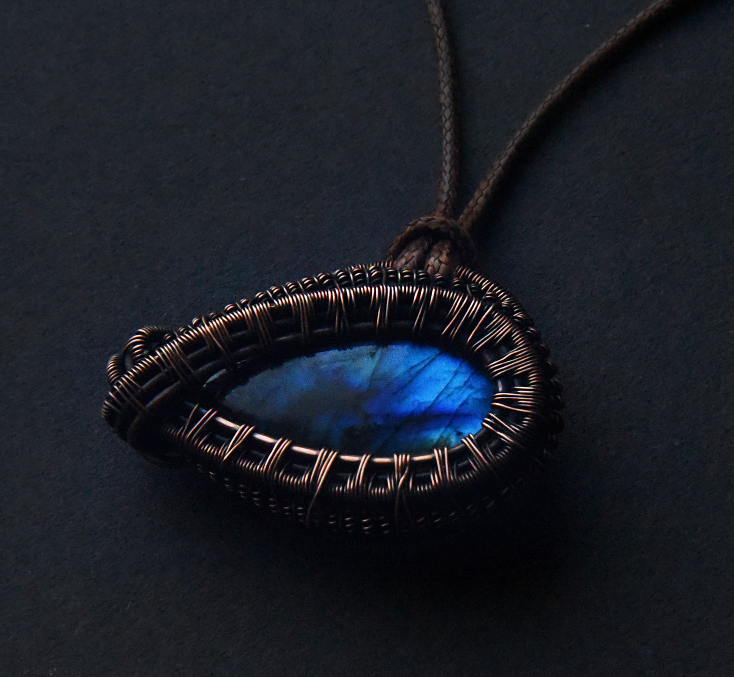 Copper wire wrapped dragon eye necklace