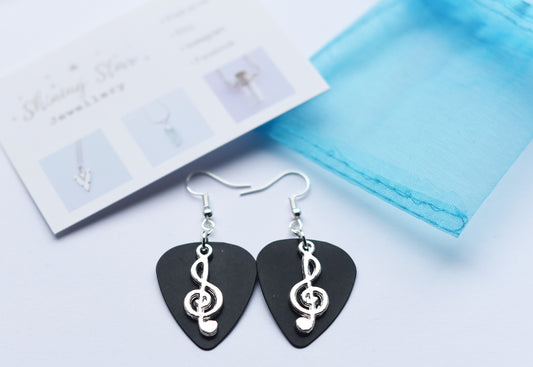 Punk music note and plectrum earrings