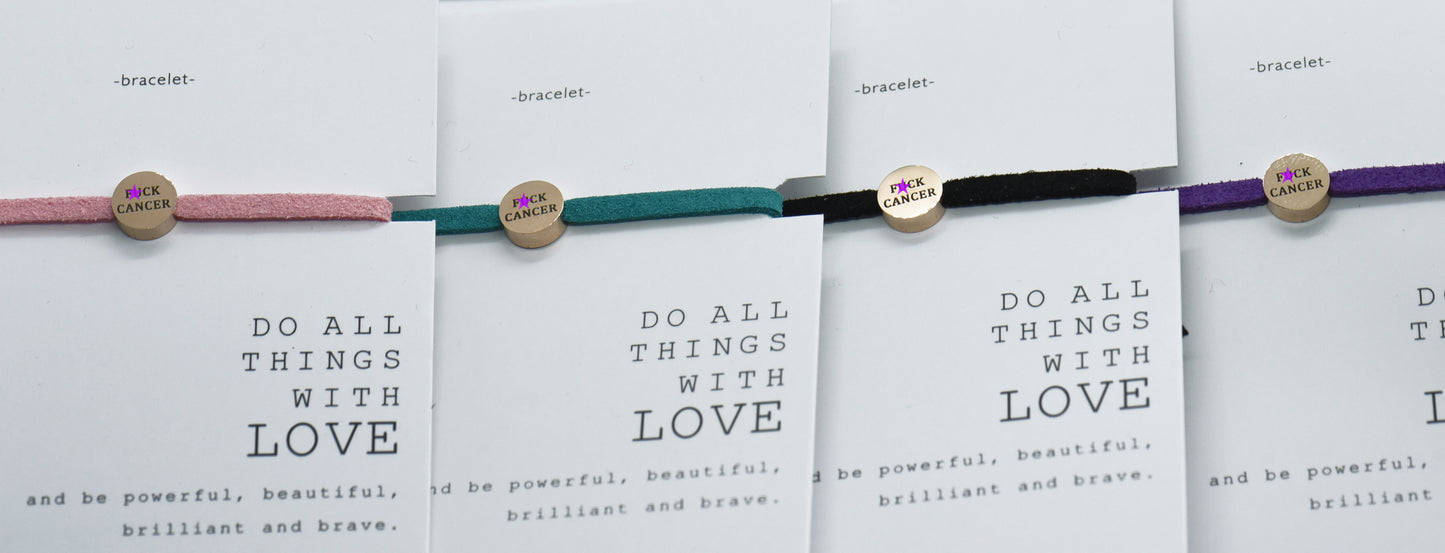 Fuck Cancer Adjustable Bracelet With Rose Gold Bead
