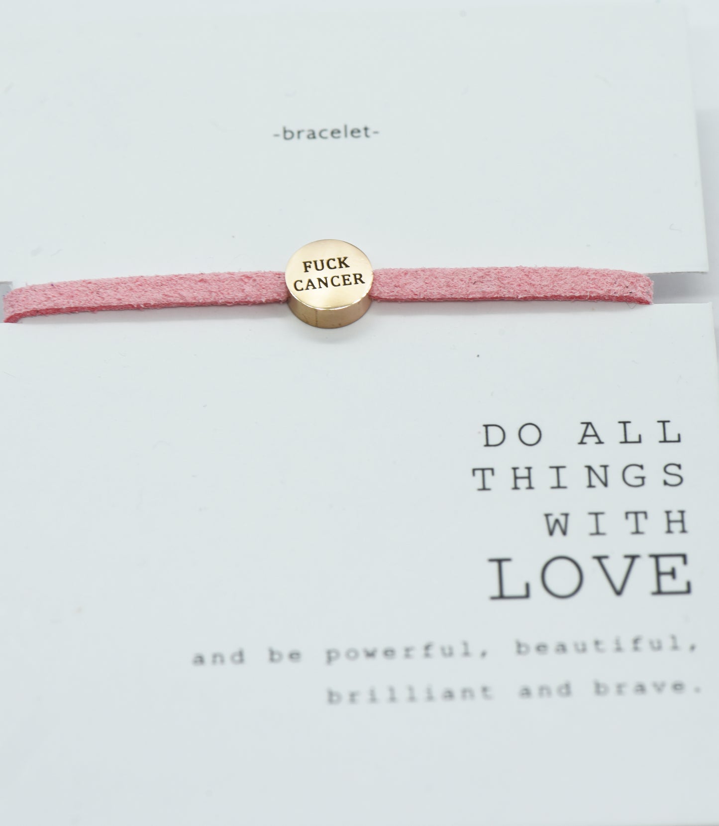 Fuck Cancer Adjustable Bracelet With Rose Gold Bead