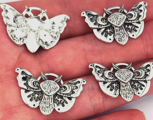 Moth Butterfly Gothic Charms 5pk