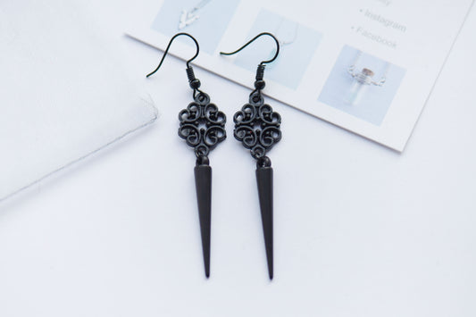 Gothic Black Spike Earrings