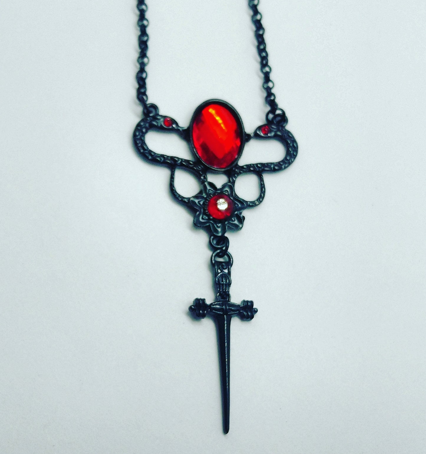 Black snake and dagger gothic necklace
