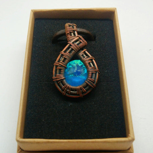 wire wrapped Swarovski rivoli crystal necklace