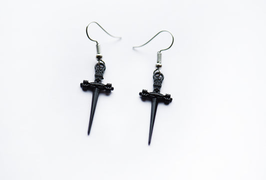 Gothic sword earrings