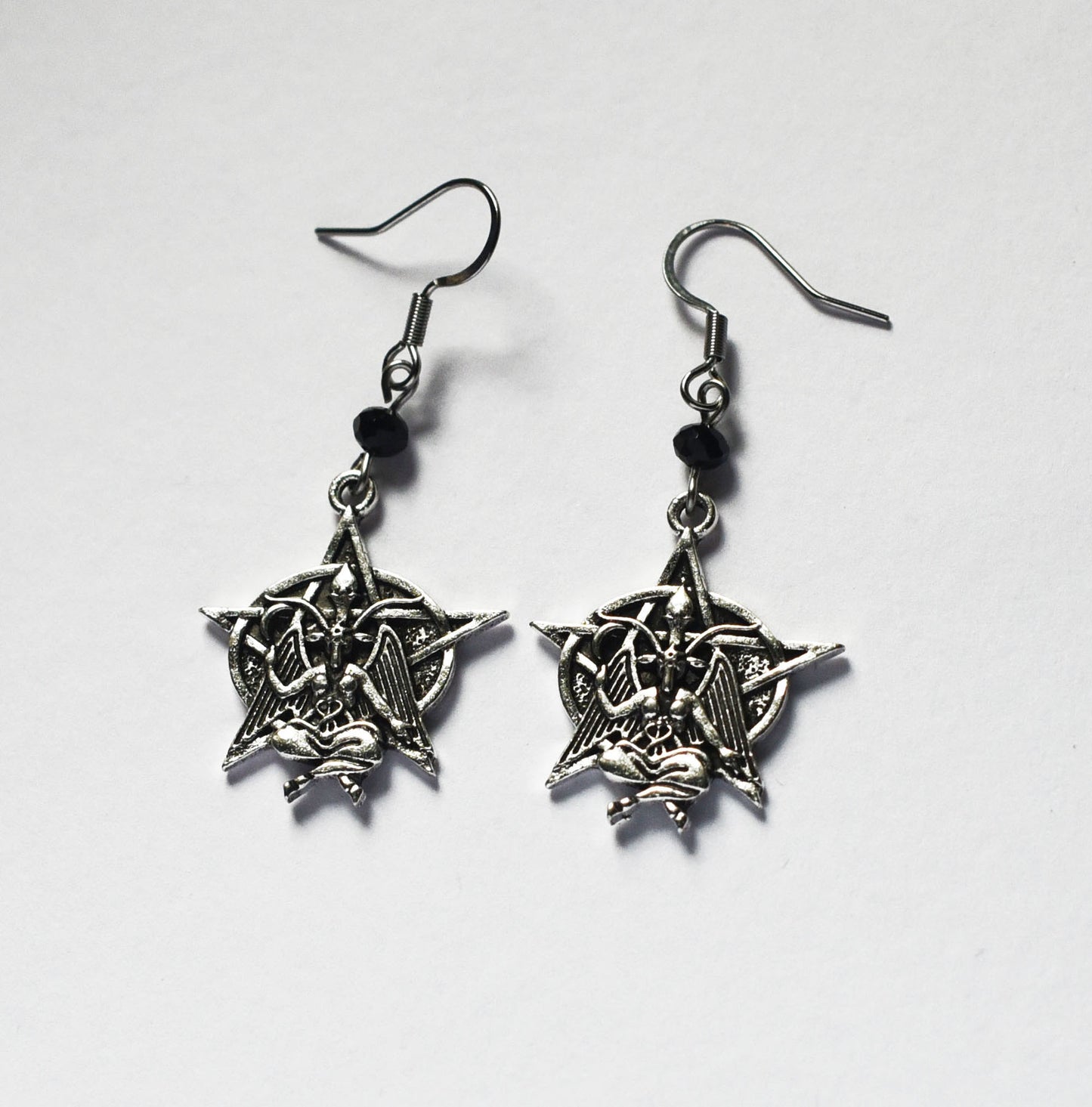 Gothic Pan Skull Goat Charm Earrings with stainless steel ear wires