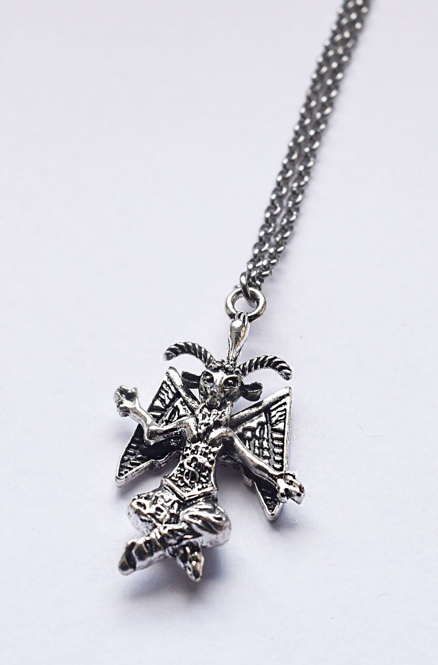 Gothic Baphomet goat necklace on a 18 inch stainless steel chain