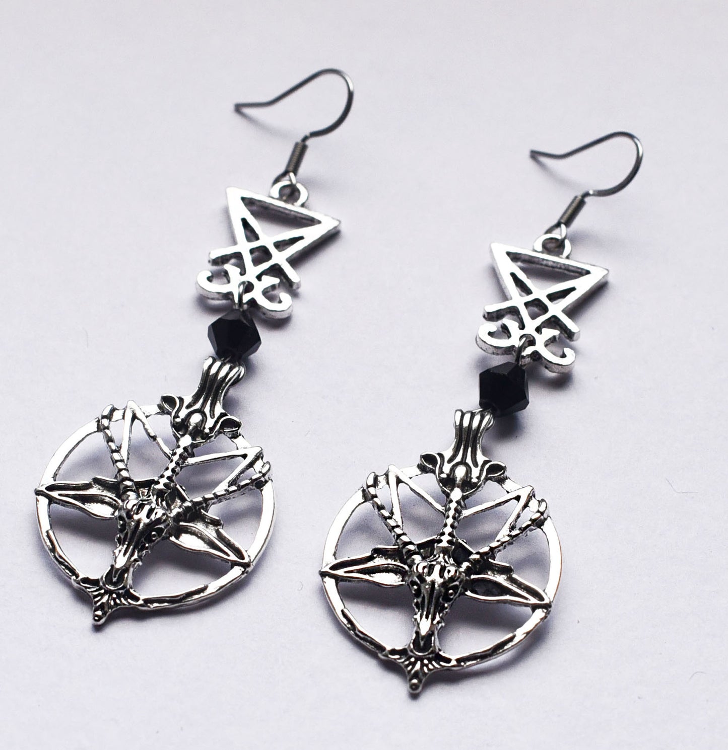 Gothic Pan Skull Goat Charm Earrings with stainless steel ear wires