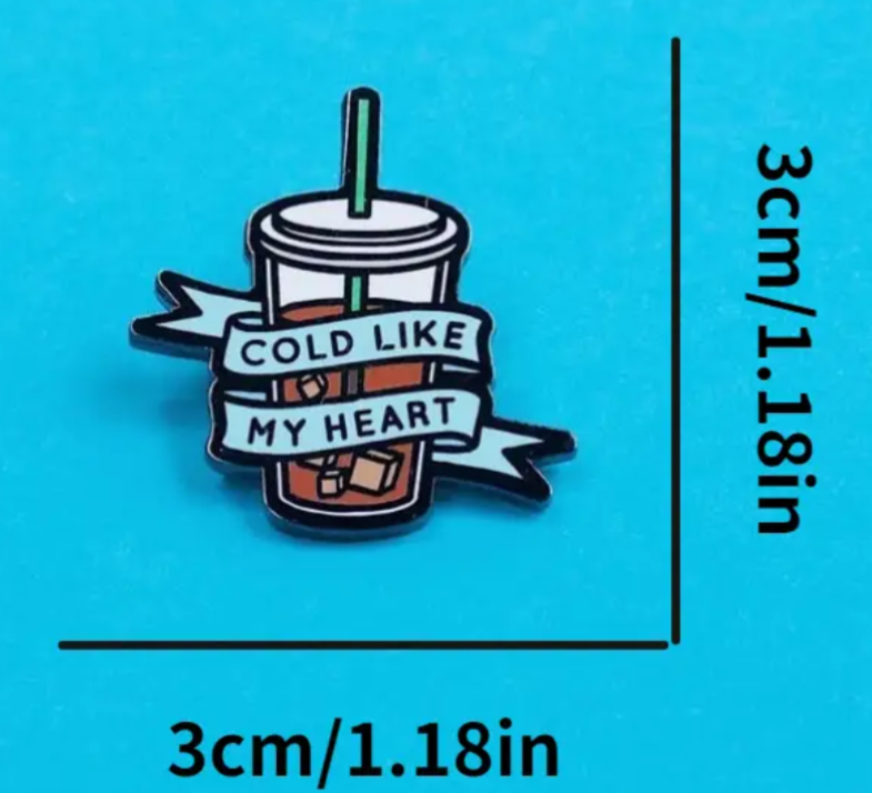 COLD LIKE MY HEART ENAMEL BADGE BROOCH PIN GIFT FUN