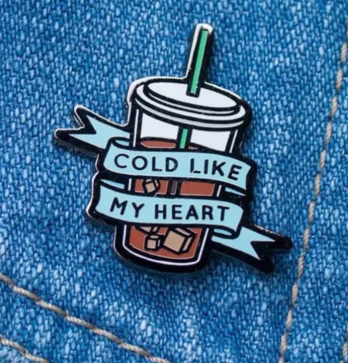 COLD LIKE MY HEART ENAMEL BADGE BROOCH PIN GIFT FUN