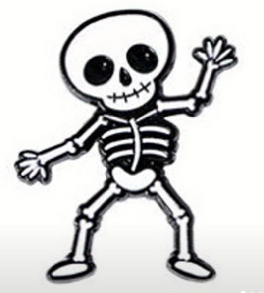 Cute skeleton pin badge