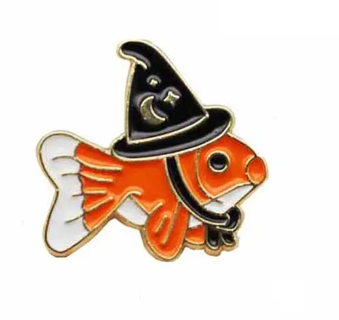 Goldfish enamel pin badge