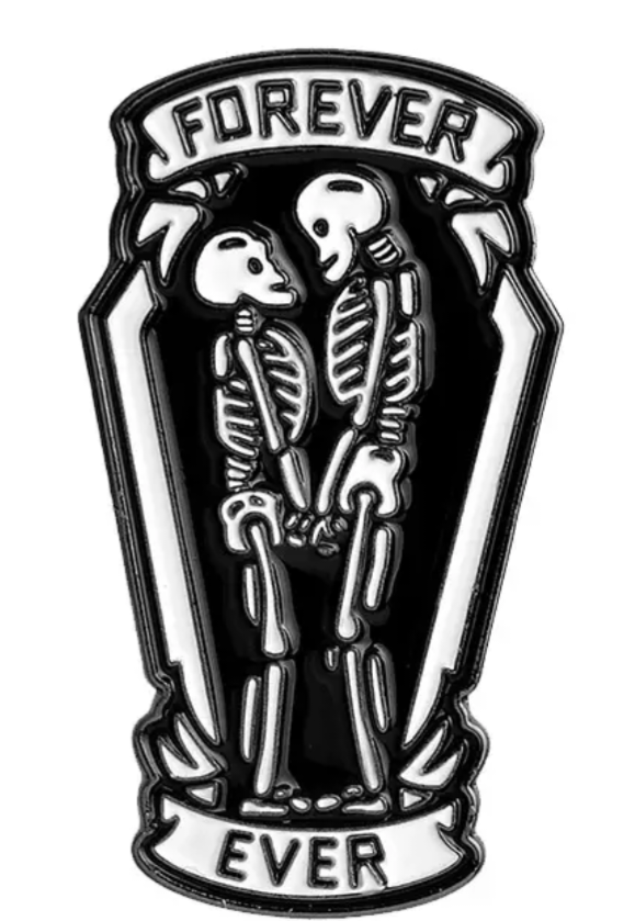 Skeleton forever love enamel pin badge