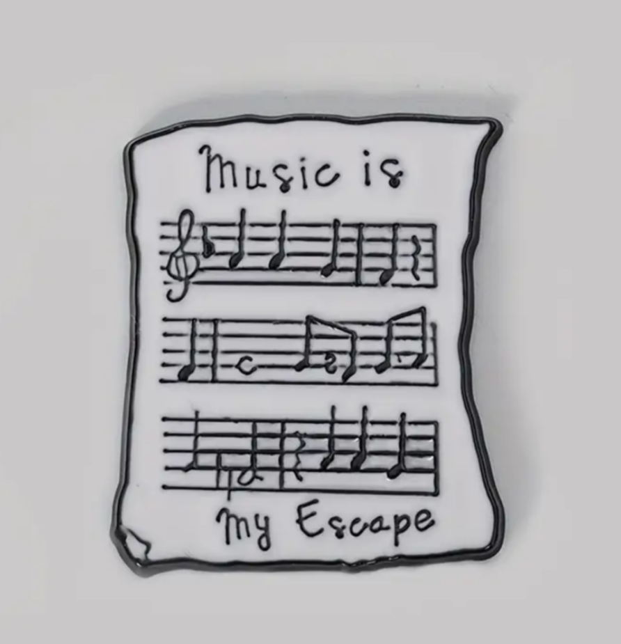 Music is my escape enamel pin badge