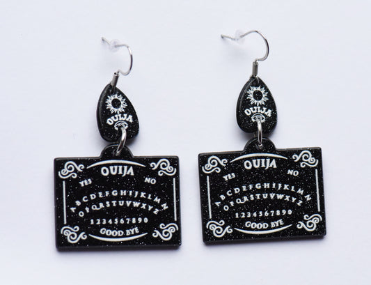 Black acrylic ouija earrings