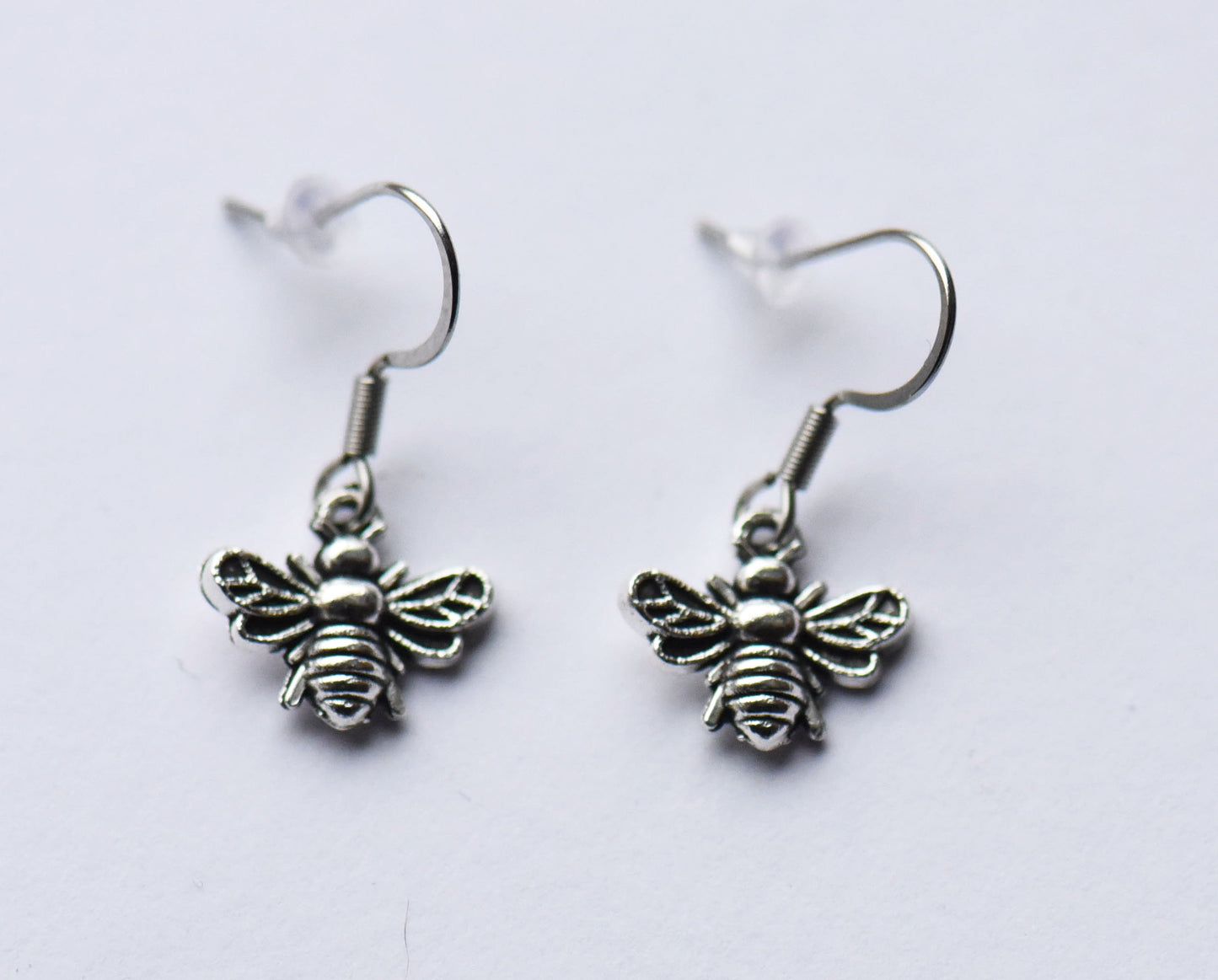 Small bee earrings on stainless steel ear wires