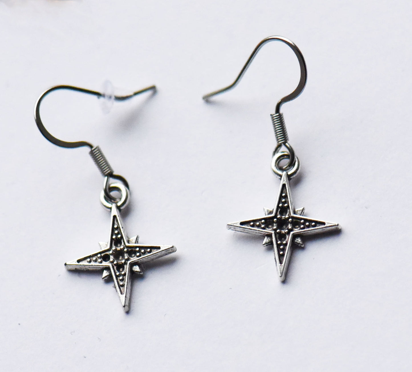 Star earrings on stainless steel ear wires