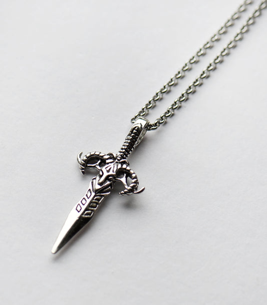 Gothic dagger pendant on an 18 inch stainless steel chain