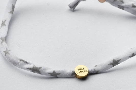 Fuck cancer bracelet white with grey stars (limited breast cancer range)