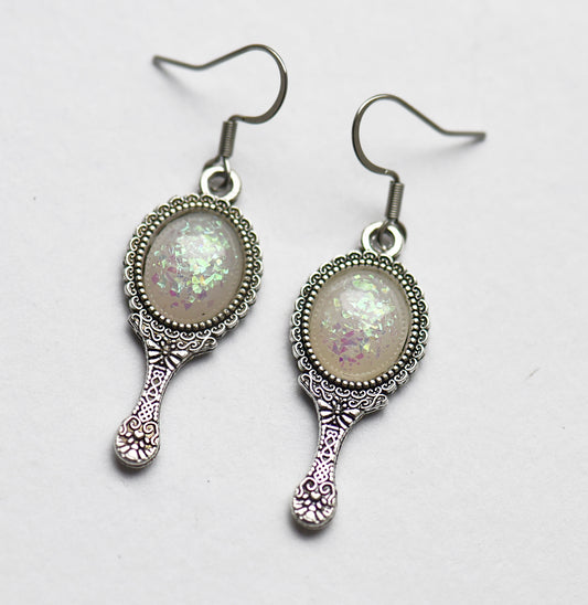Gothic mirror earrings on stainless steel ear wires