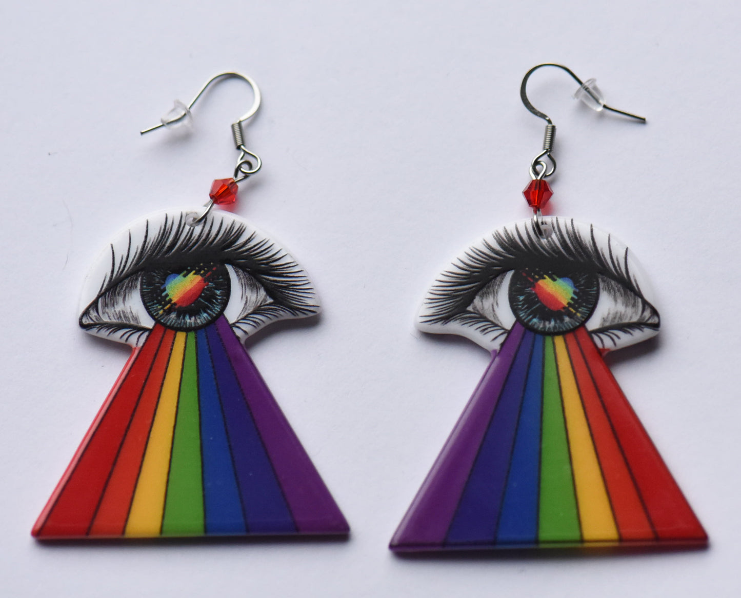 Rainbow acrylic earrings on stainless steel ear wires