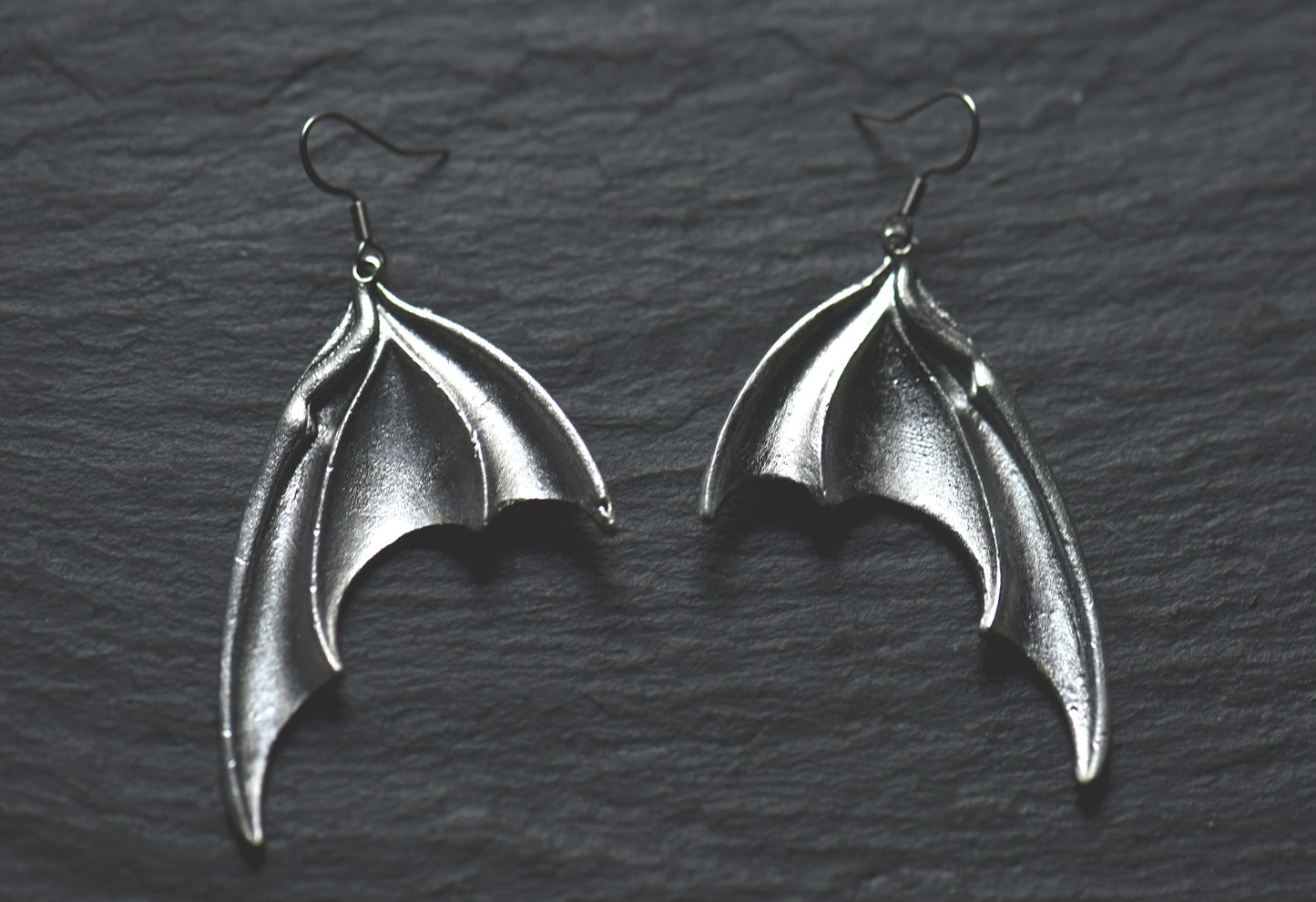 Large bat wing earrings on stainless steel ear wires