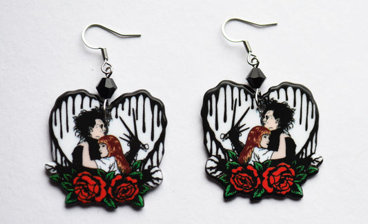 Edward scissorhands gothic acrylic earrings on stainless steel ear wires
