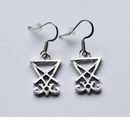 Sigil of Lucifer earrings with stainless steel ear wires