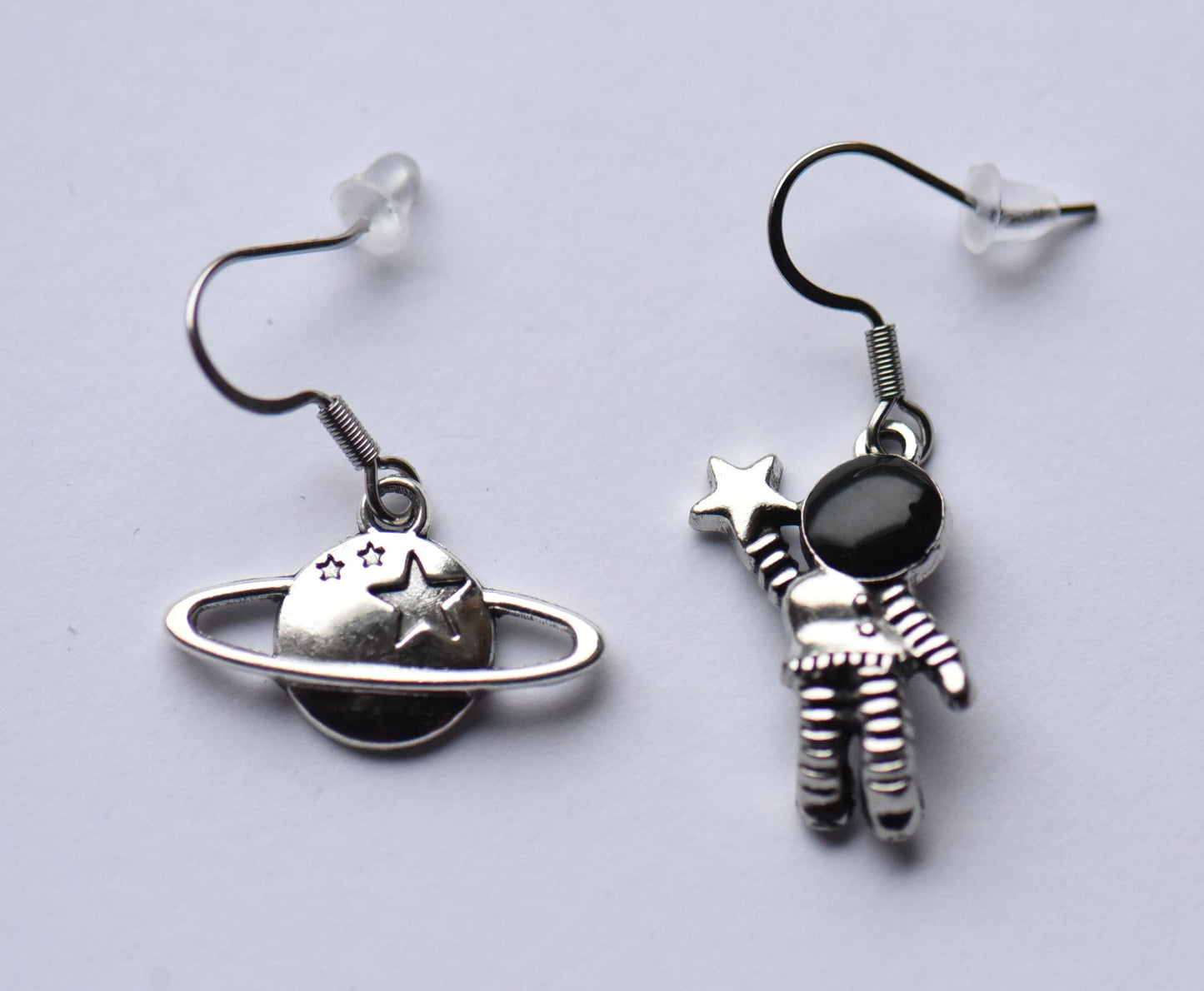 Space earrings on stainless steel ear wires