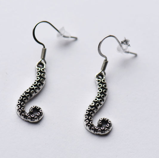 Tentacle earrings on stainless steel ear wires