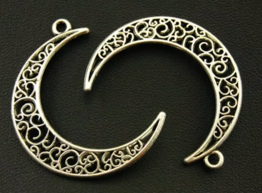 crescent moon charms silver 5pk