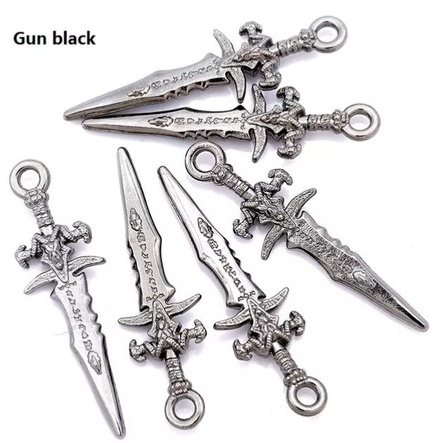 Dagger charms 5pk gun metal black