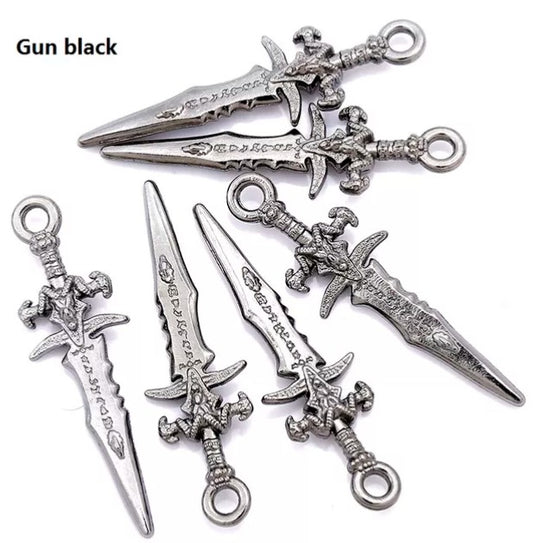 Dagger charms 5pk gun metal black