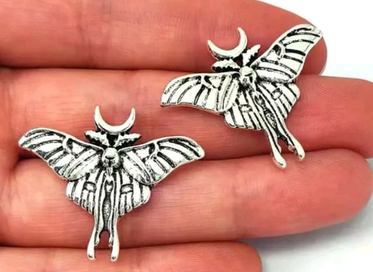 Moth charms silver 5pk