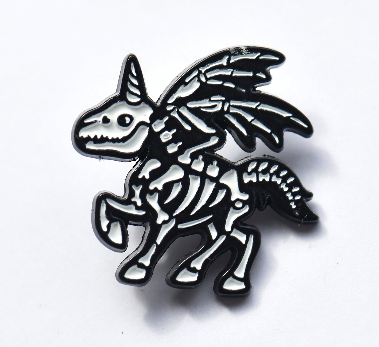 Unicorn skeleton gothic pin badge