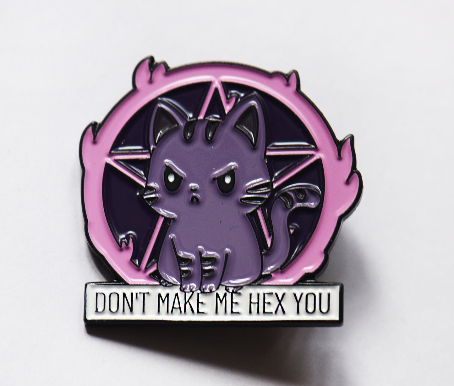 Don't make me hex you kitty cat pin badge