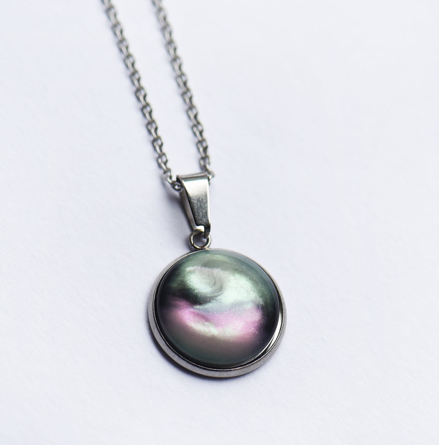 Galaxy cabochon necklace with 18 inch chain