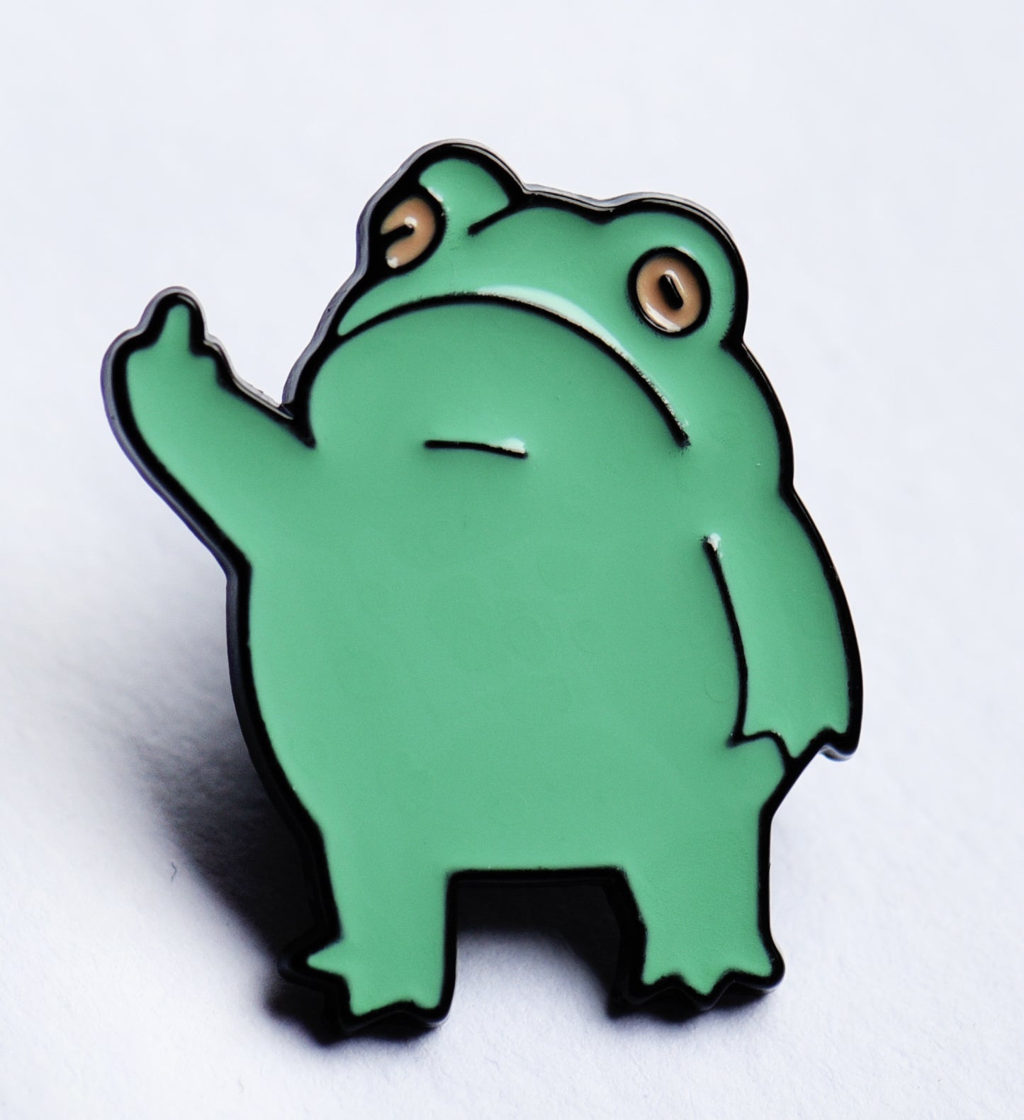 Cute swearing green frog finger enamel pin badge