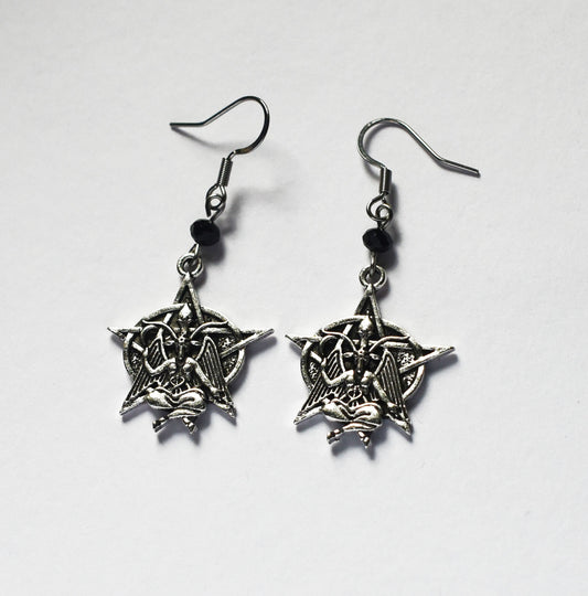 Gothic Pan Skull Goat Charm Earrings with stainless steel ear wires